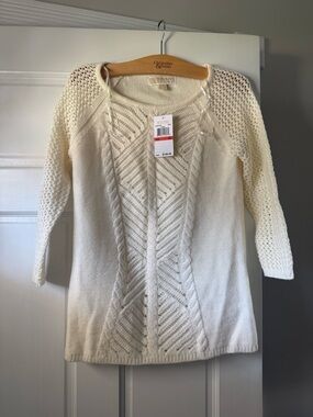 Michael Kors Cream Cable Knit Crew Sweater